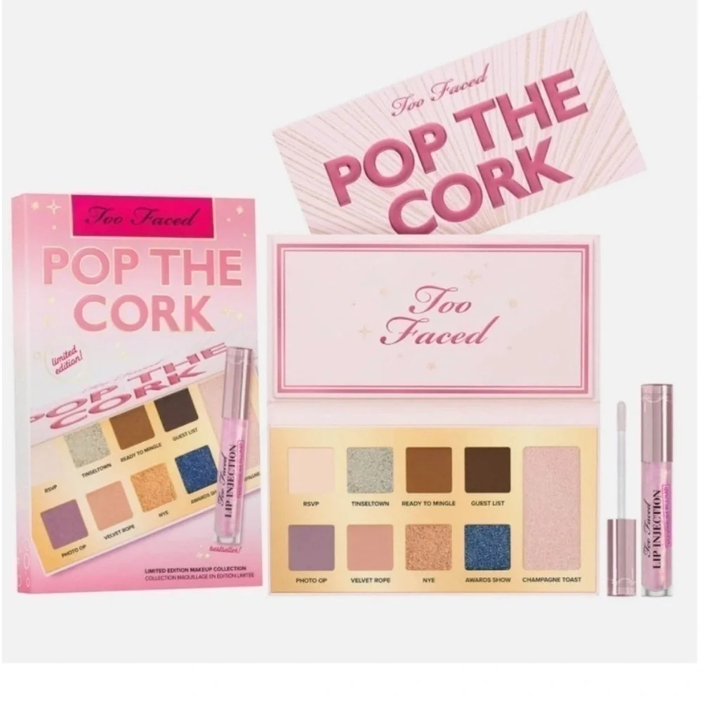 Too Faced Pop The Cork Makeup Set LIMITED EDITION with full size lip plump